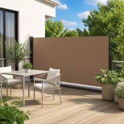 Retractable Side Awning Screen Taupe 160x600cm Patio Balcony Terrace Privacy