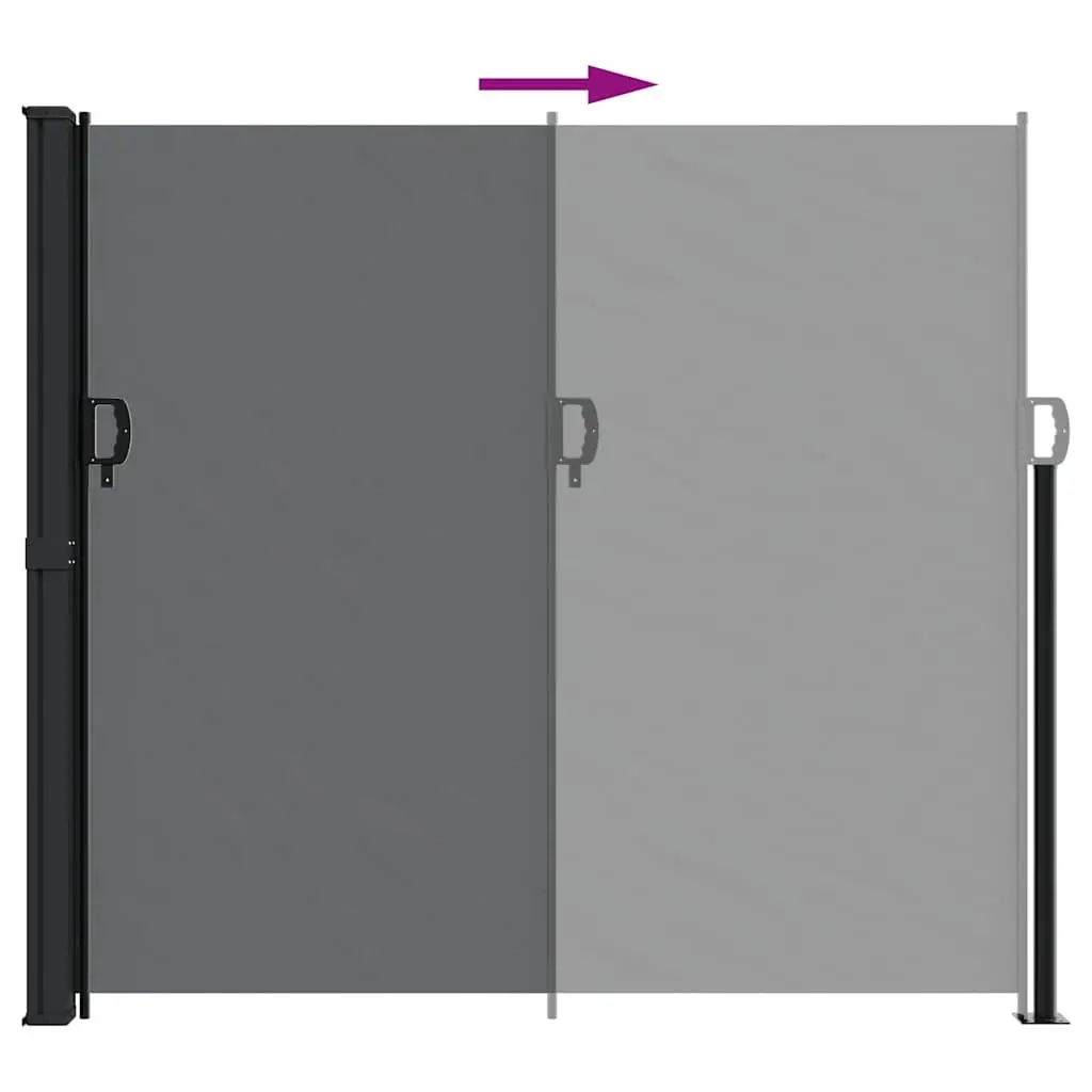 Retractable Side Awning 180x600cm Black Outdoor Garden Privacy Screen