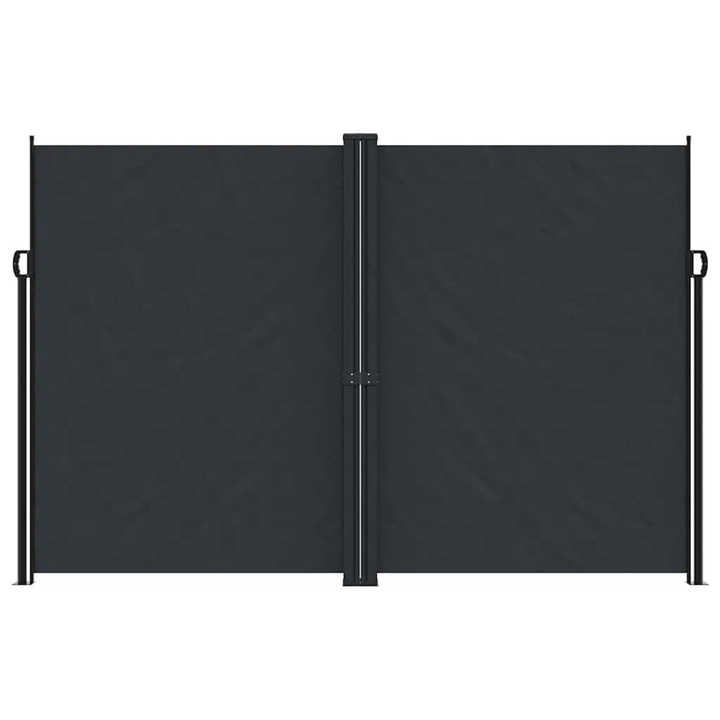 Retractable Side Awning Screen 220x1200cm Black Water and UV Resistant Garden Patio Privacy Shade Panel