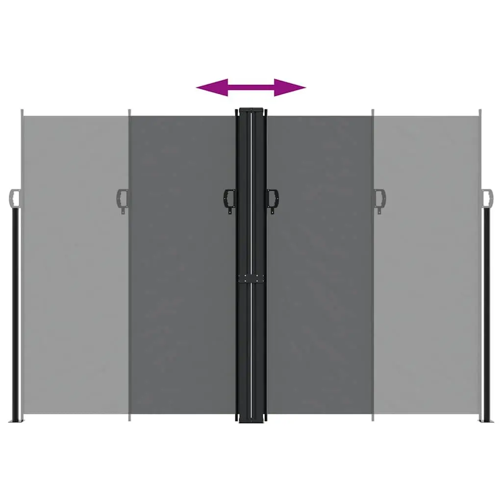 Retractable Side Awning Screen 220x1200cm Black Water and UV Resistant Garden Patio Privacy Shade Panel