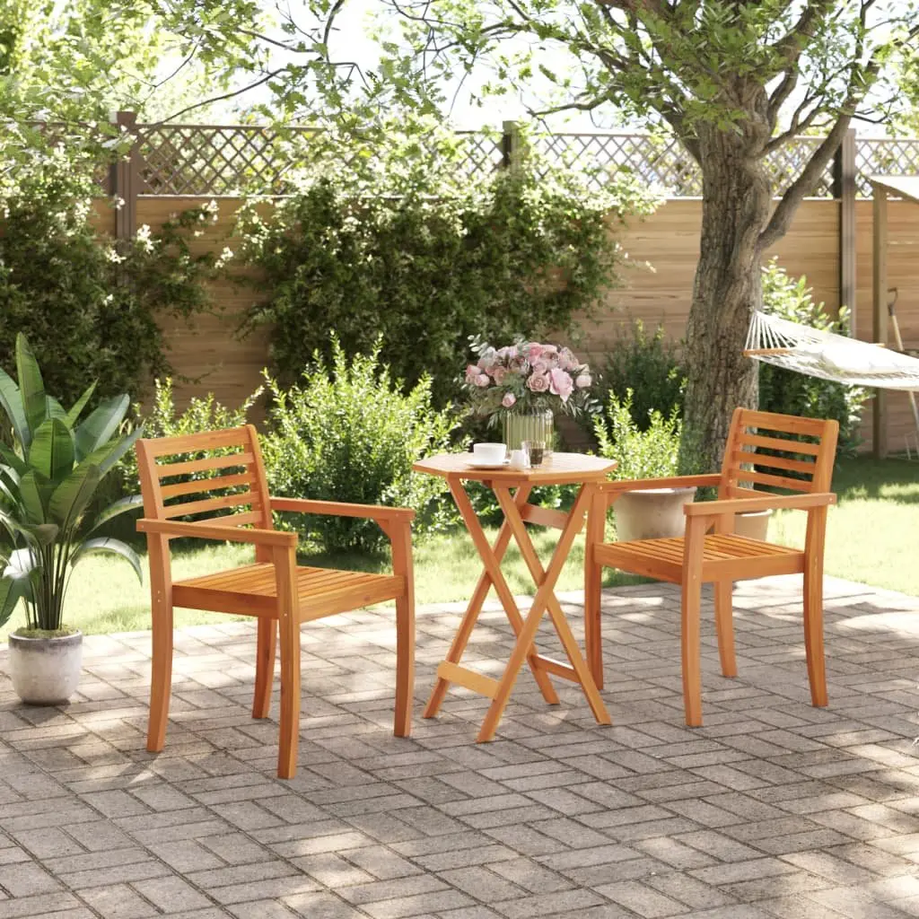 Folding Garden Table Round 60 cm Brown Wood Slatted Surface Outdoor Patio
