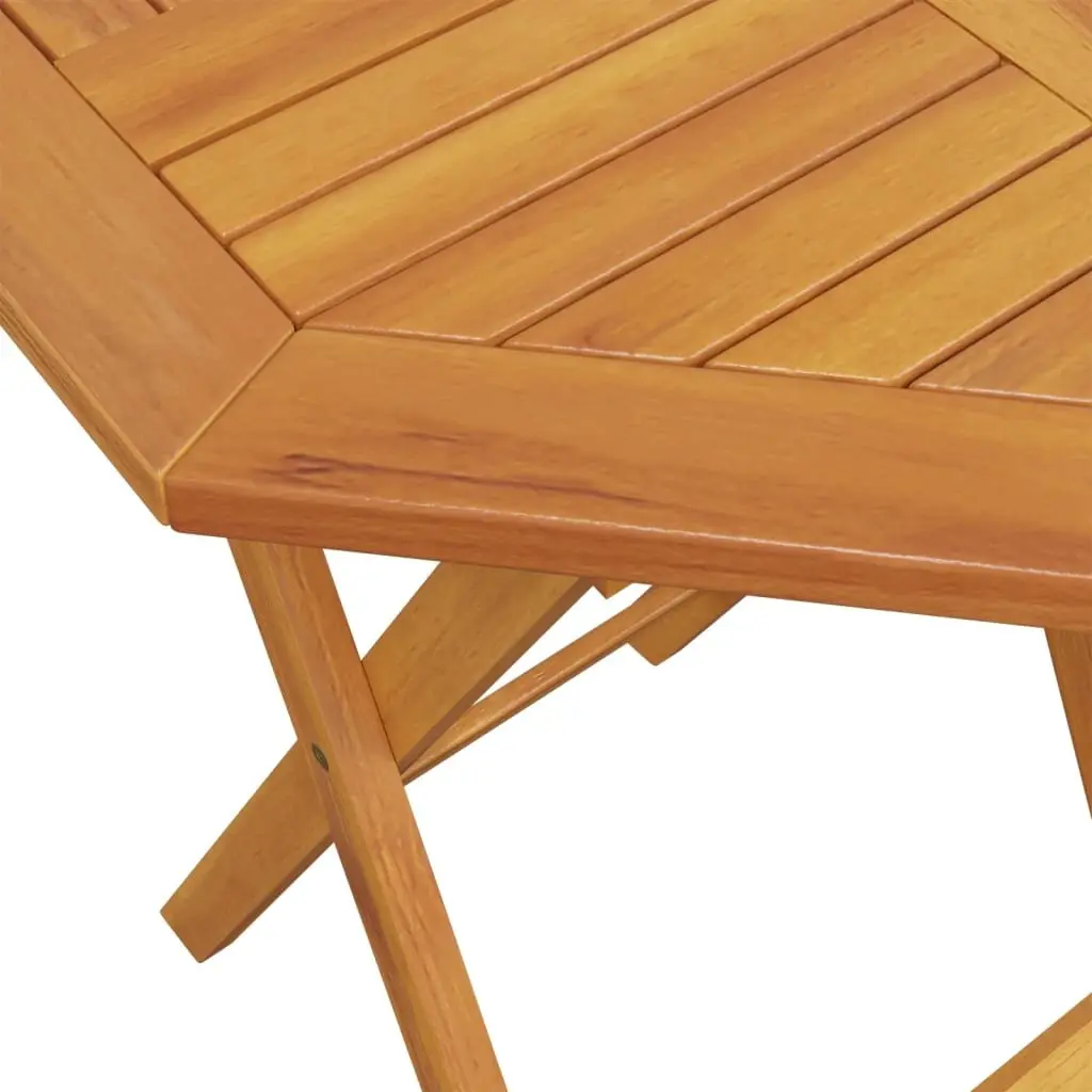 Folding Garden Table Round 60 cm Brown Wood Slatted Surface Outdoor Patio