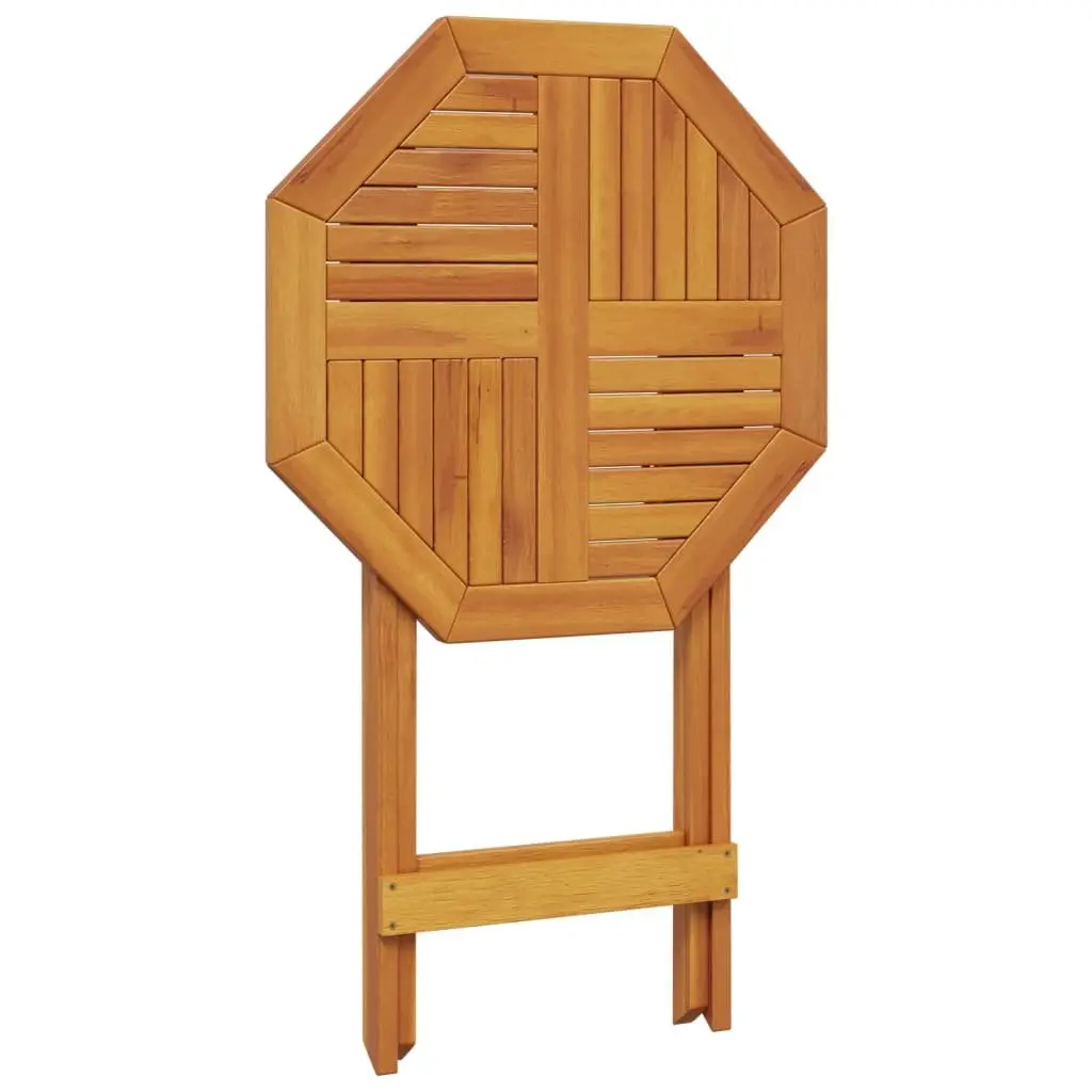 Folding Garden Table Round 60 cm Brown Wood Slatted Surface Outdoor Patio