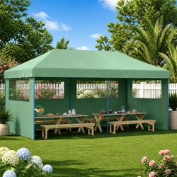 Foldable Pop-Up Party Tent with 3 Sidewalls Green Outdoor Gazebo Canopy