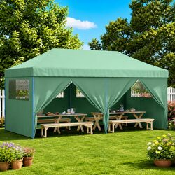 Versatile Green Pop-Up Tent for Outdoor Gatherings