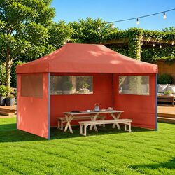 Orange Outdoor Garden Gazebo with 3 Flexible Sidewalls