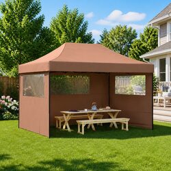 Versatile Brown Garden Canopy with Clear Sidewalls