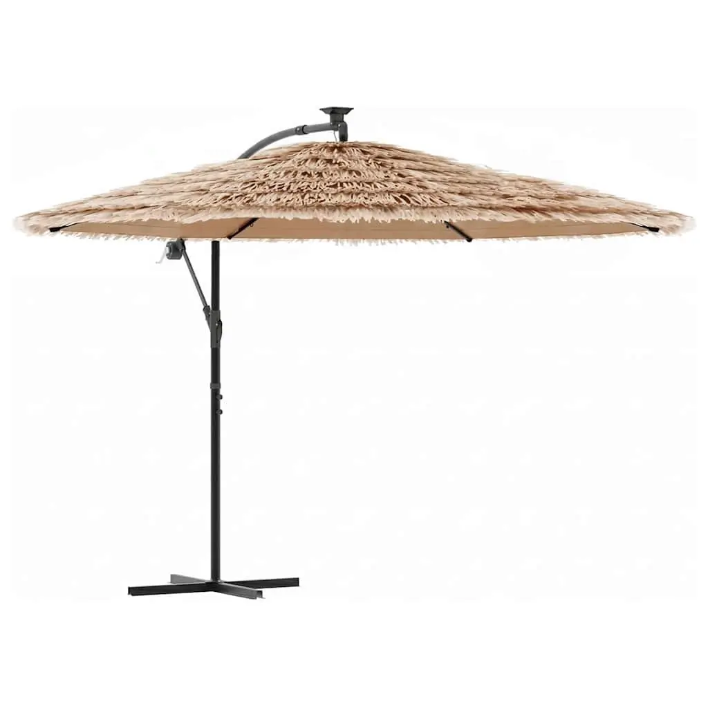 Garden Parasol 269cm Brown Crank Outdoor Umbrella Durable Polyester Canopy