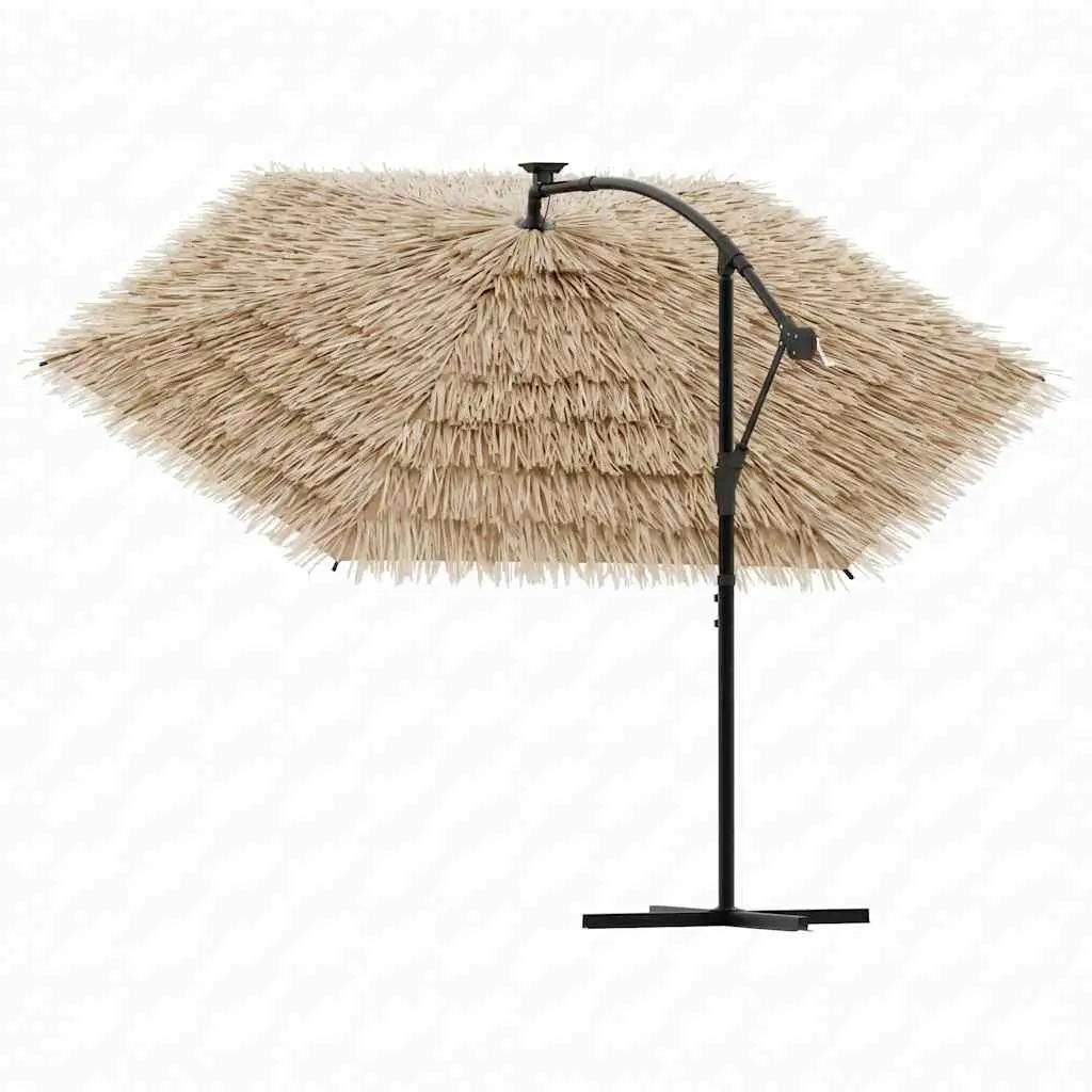 Garden Parasol 290cm Brown Durable Polyester Canopy Steel Pole Crank Mechanism