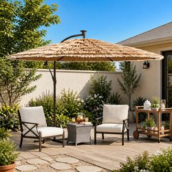 Transform Your Outdoor Space with Our Brown LED Garden Umbrella