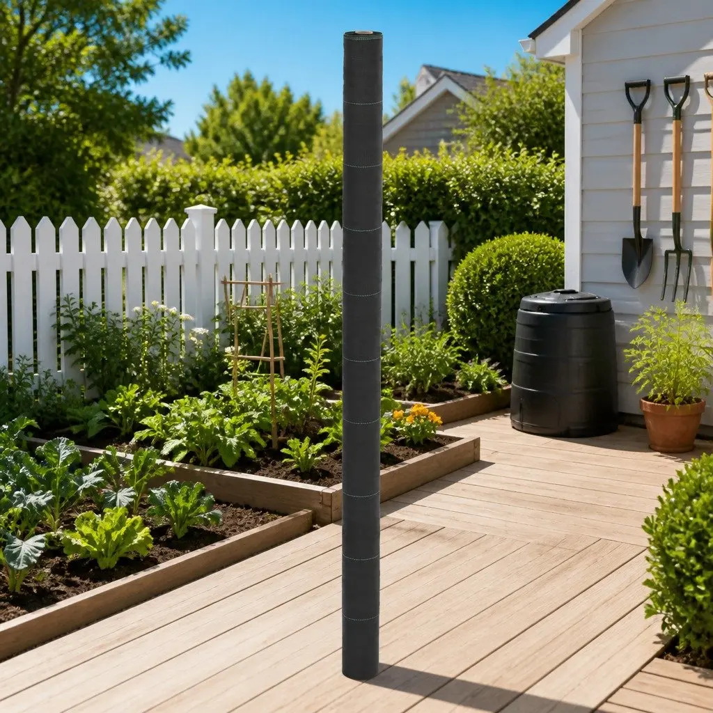 Black Landscape Fabric Weed Membrane 2x25m Durable UV Stabilised Polypropylene for Effective Garden Weed Control