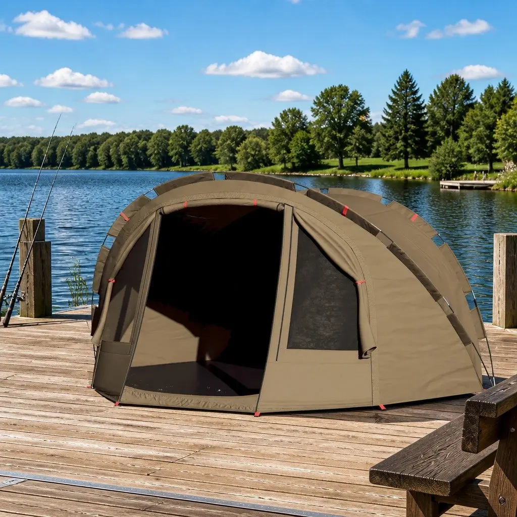 Fishing Tent 2-Person Waterproof Olive Green UV Protection Camping Shelter
