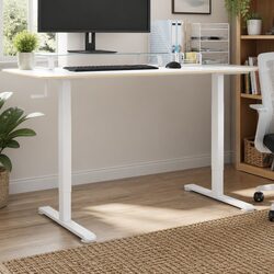 Adjustable Standing Desk Frame White Steel Height Riser Office Workstation