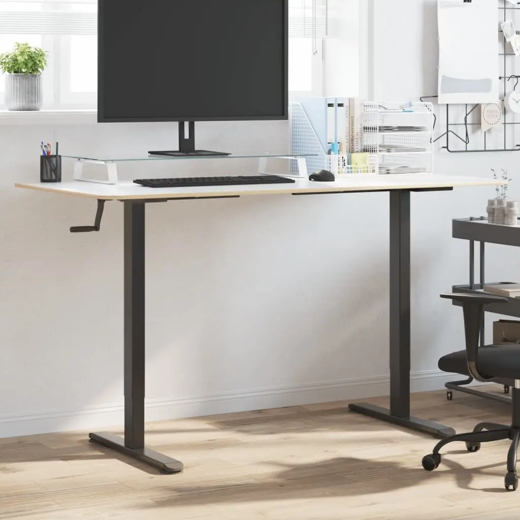 Adjustable Height Desk Frame Black Steel Home Office Workstation Riser