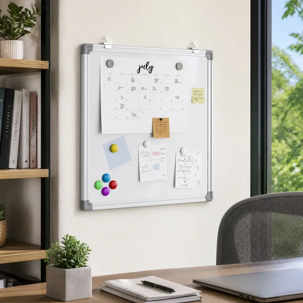Magnetic Whiteboard 40x40 cm Lacquer-coated Surface Wall Mount Office Home Memo Board