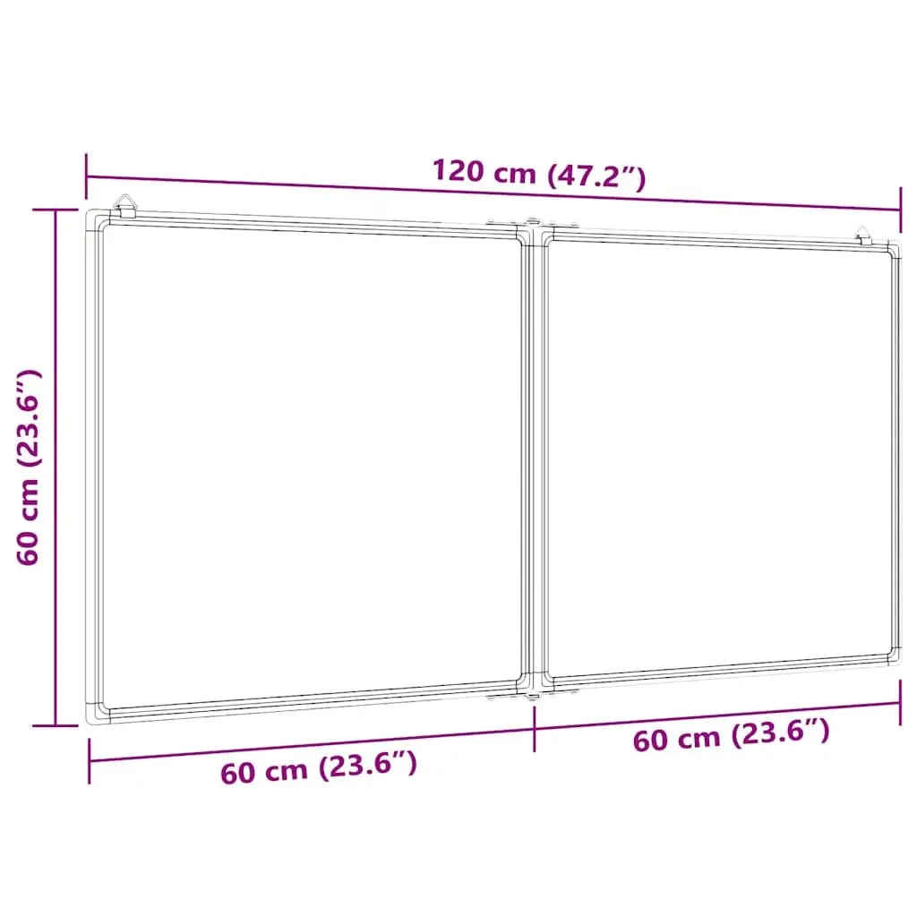 Magnetic Whiteboard Foldable Two Panel Display Board Lacquer Coated Surface