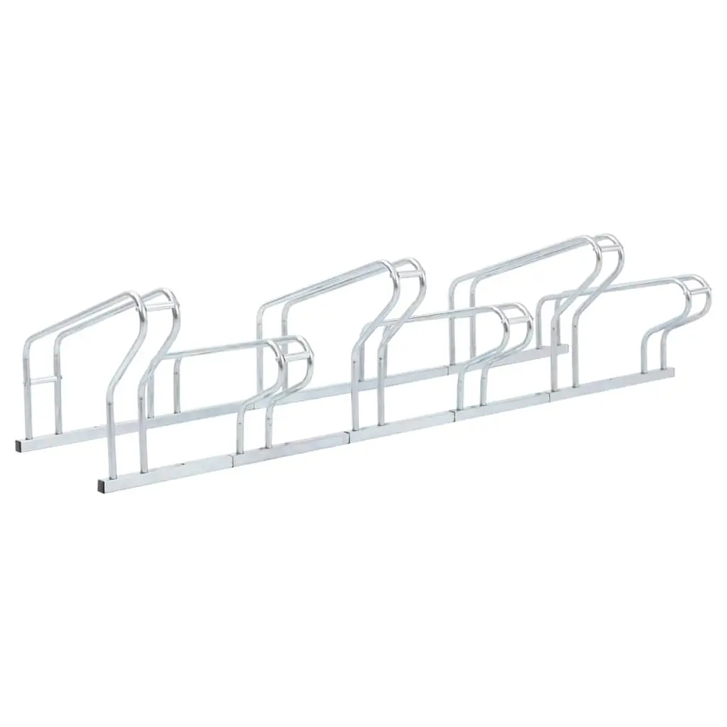 Bicycle Stand Freestanding 6 Bikes Storage Rack Silver Galvanised Steel