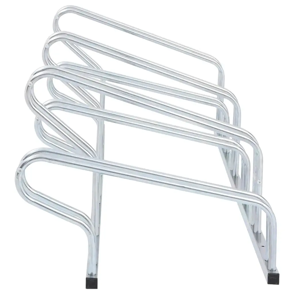 Bicycle Stand Freestanding 6 Bikes Storage Rack Silver Galvanised Steel