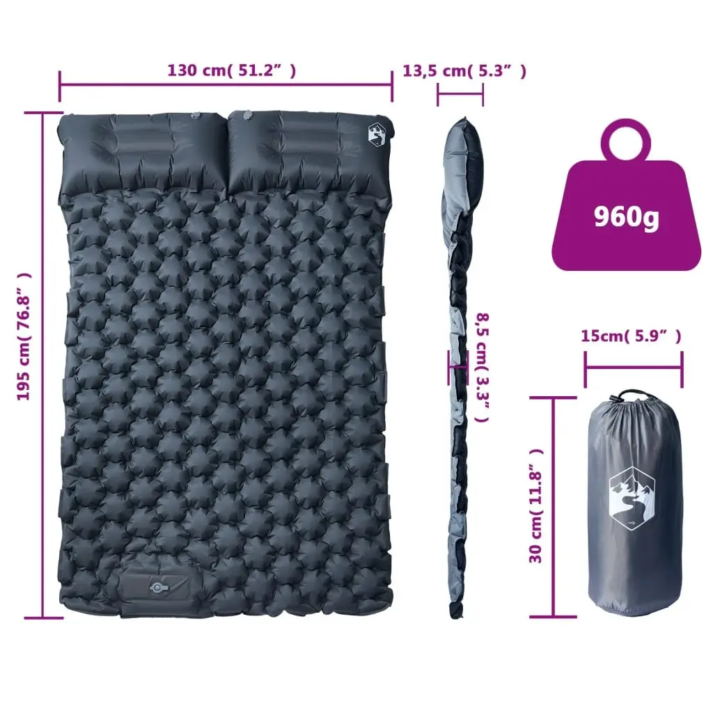 Self Inflating Camping Mattress 2 Person 8.5 cm Thickness Integrated Pillows