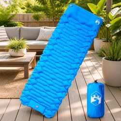 Solo Traveler's Blue Self Inflating Sleeping Pad with Pillow
