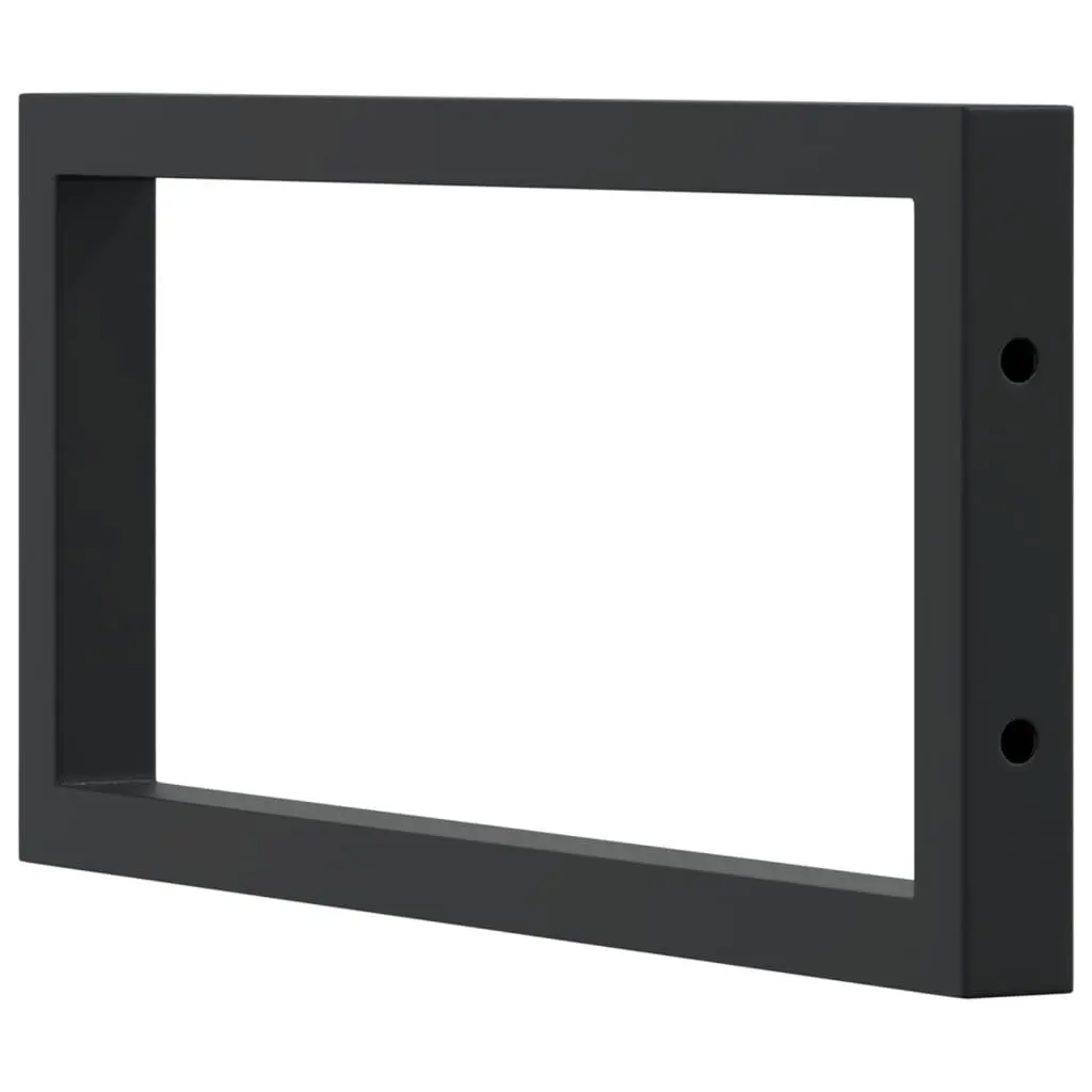 Rectangular Steel Shelf Brackets Black Wall Mount Support 2 pcs Home Storage