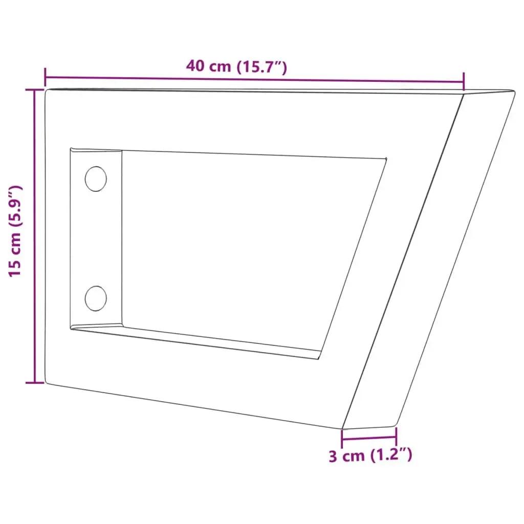Shelf Brackets 2 pcs Black Trapezium Steel Wall Mount Storage