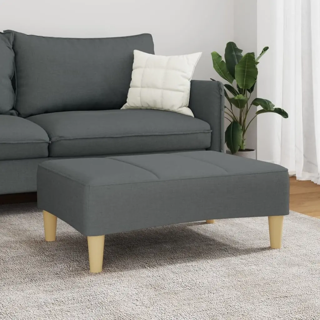 Footstool 77x55x31 cm Dark Grey Soft Fabric Plywood Frame Living Room Furniture