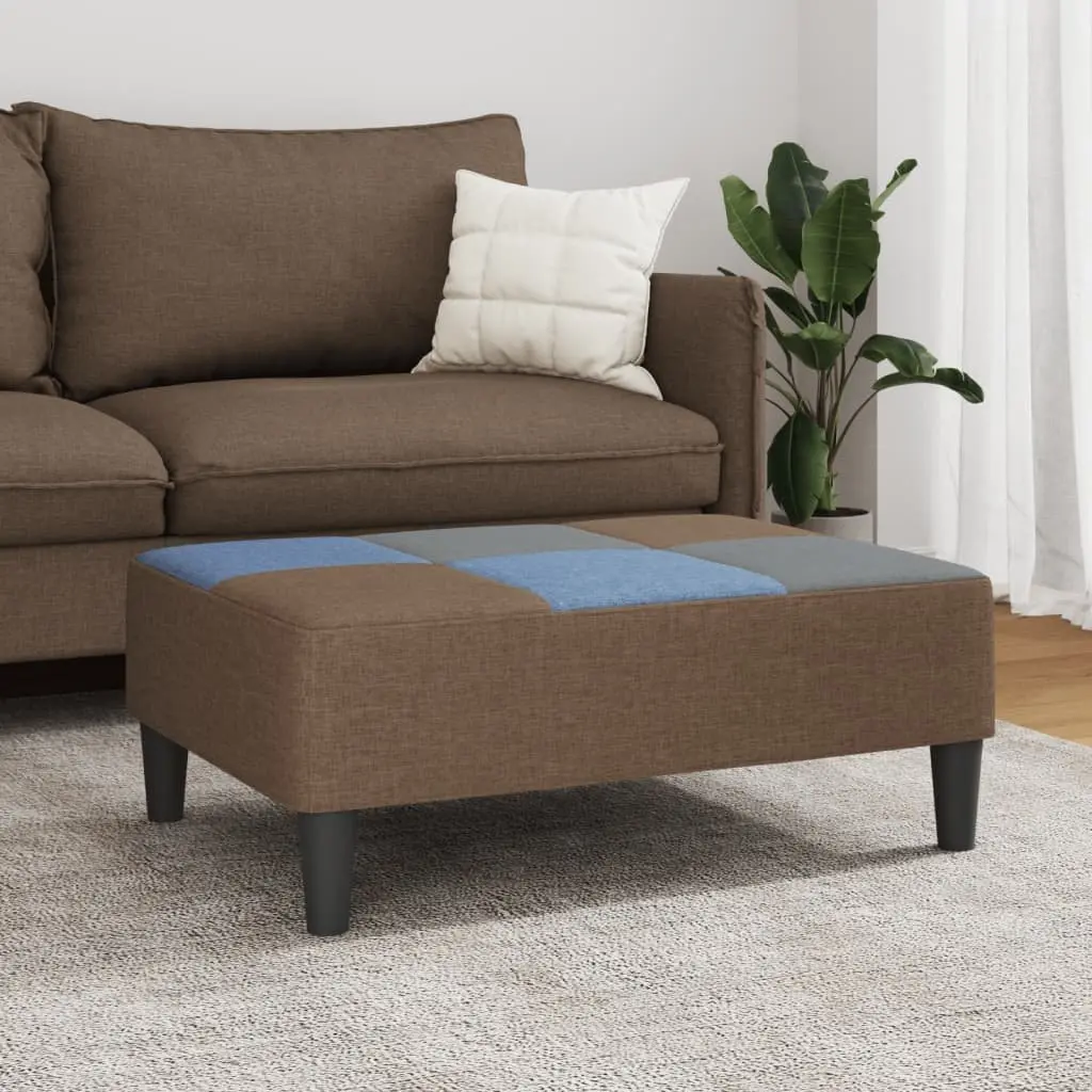 Footstool Patchwork Multicolour Fabric Ottoman Footrest Living Room Seat
