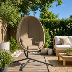 Stylish Hanging Egg Chair with Stand for Outdoor Relaxation