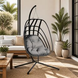 Outdoor Hanging Egg Chair with Cushion for Relaxation