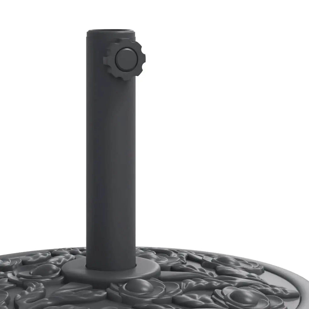 Black Round Parasol Base with Concrete Fill and Locking Wheels for 38mm and 48mm Umbrella Poles Outdoor