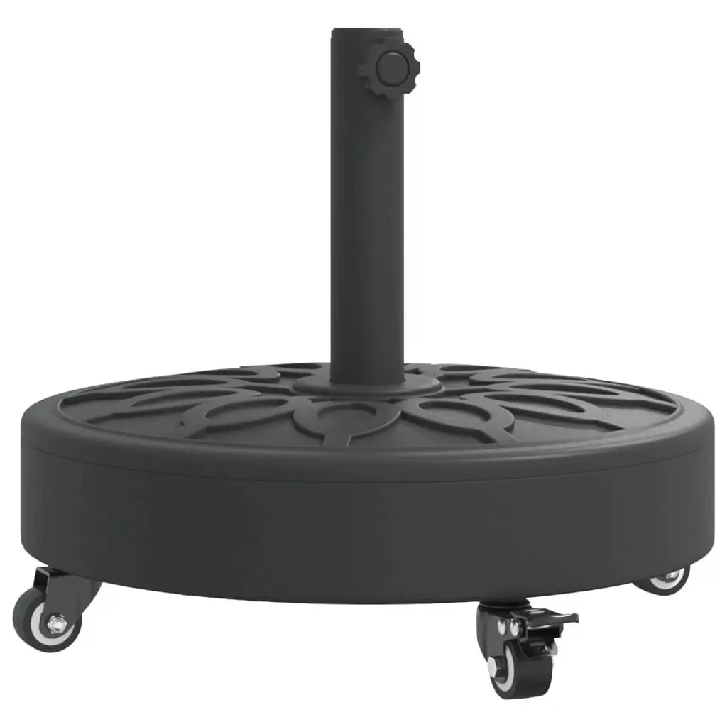 Round Parasol Base 27kg with Lockable Wheels for 38mm 48mm Poles Outdoor Umbrella