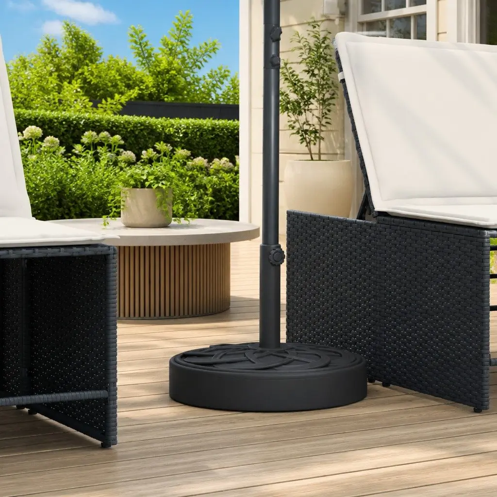 Parasol Base Round 25kg Concrete-Filled Plastic Stable Umbrella Stand Outdoor Garden Pole Mount Black