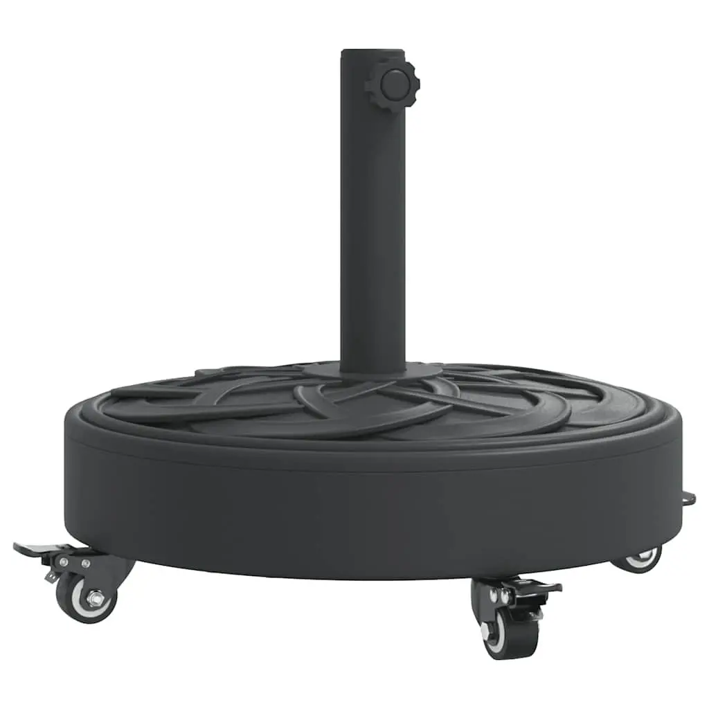 Parasol Base Round Black Durable Plastic Shell Concrete Filled Lockable Castors