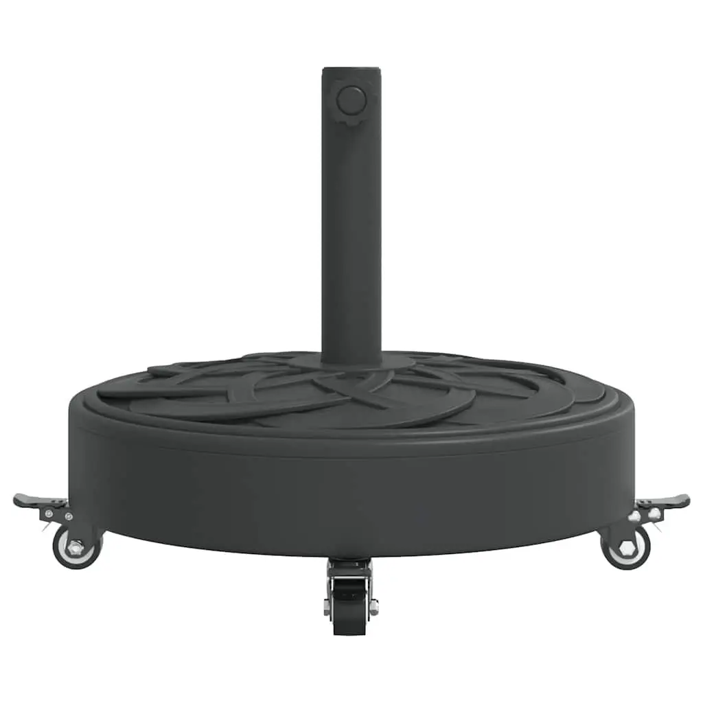 Parasol Base Round Black Durable Plastic Shell Concrete Filled Lockable Castors