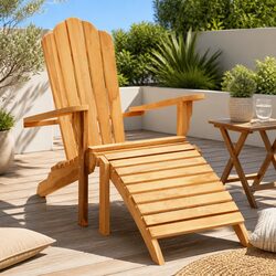 Garden Lounger Adirondack Chair with Footrest in Brown