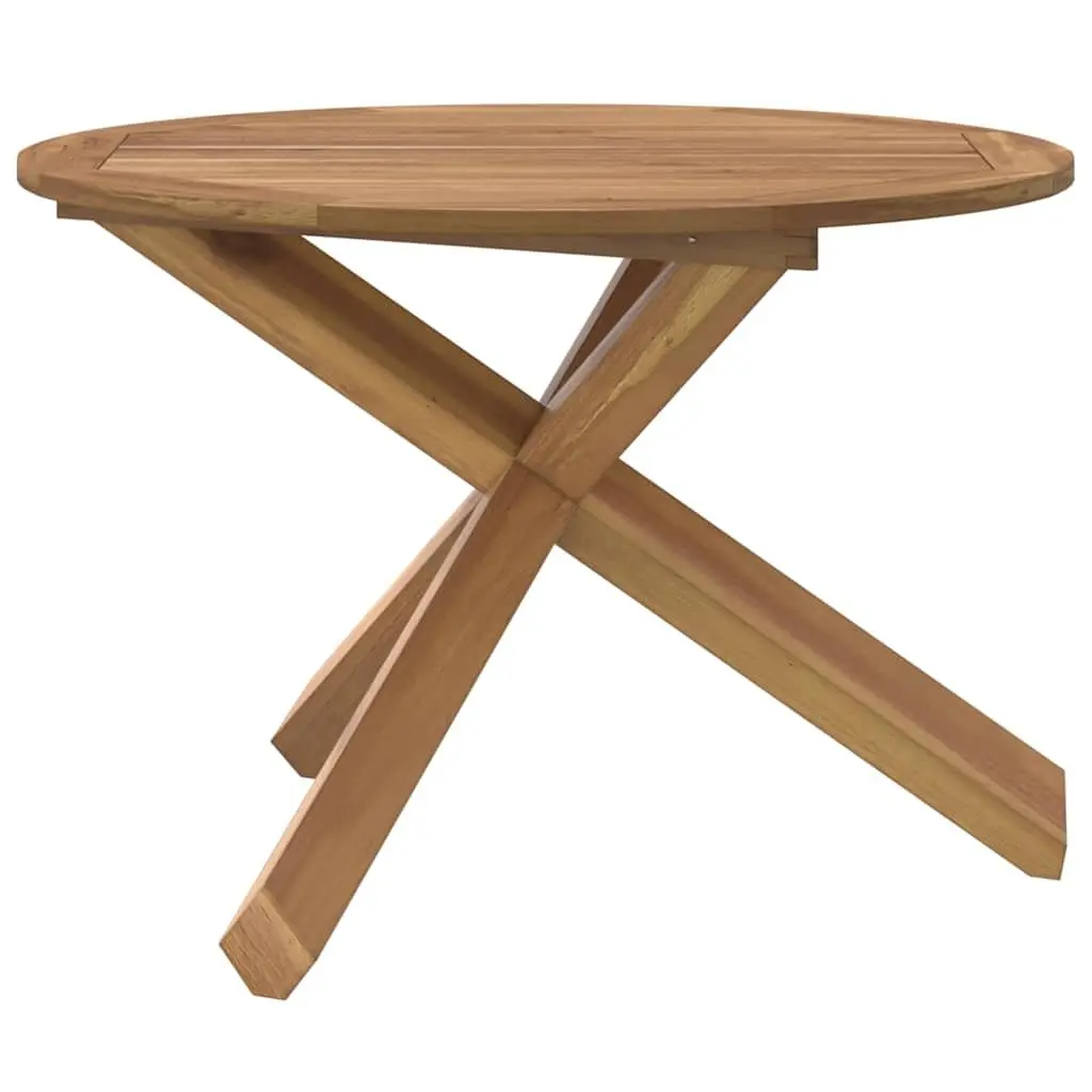 Garden Table Ø109x74cm Solid Teak Wood Slatted Design Patio Outdoor Furniture