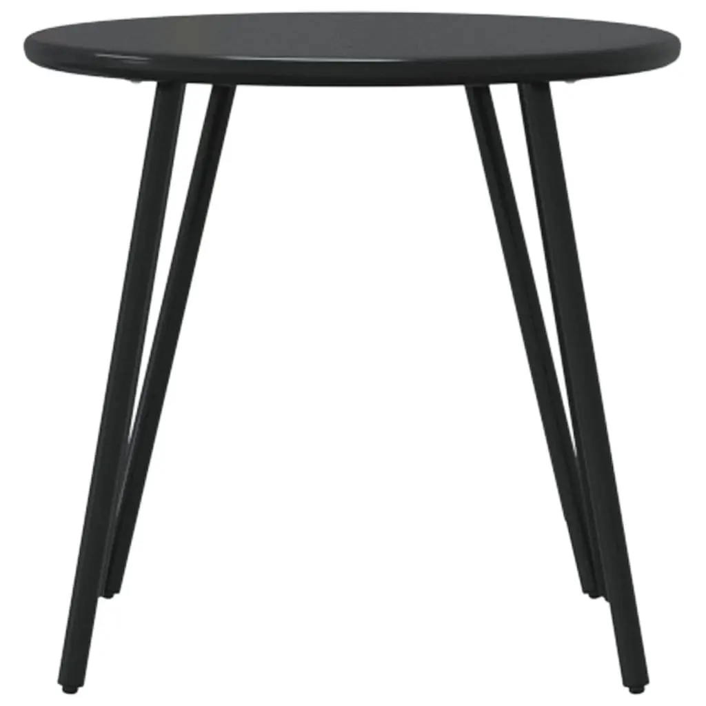 Outdoor Coffee Tables Set of 2 Round Black Steel Frame Durable Garden Patio Furniture