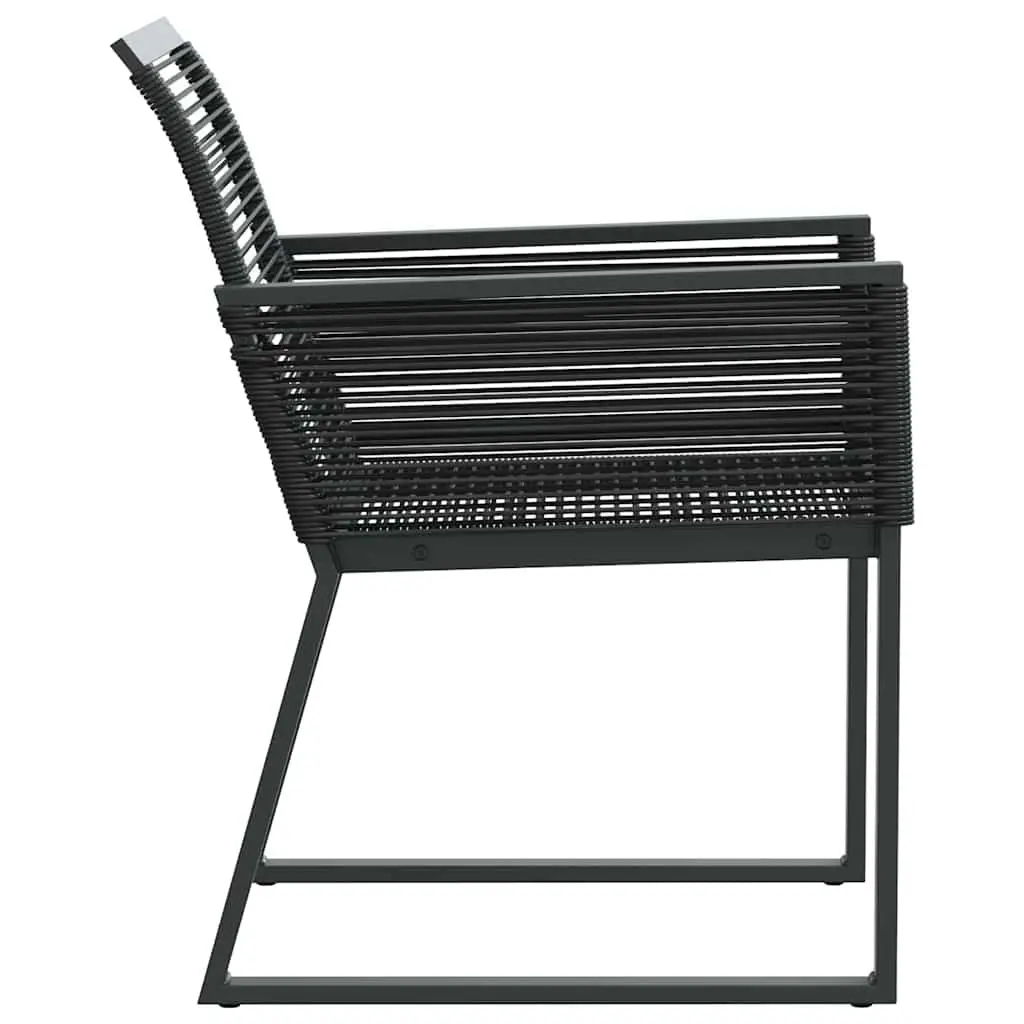 Garden Chairs Set of 4 Black Outdoor Seating PE Rattan Powder-Coated Steel Frame