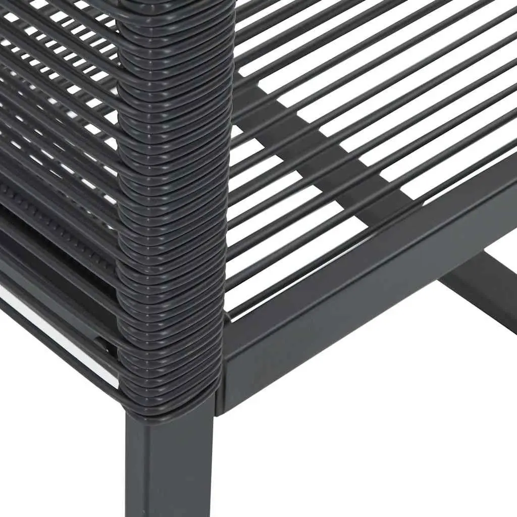 Garden Chairs Set of 4 Black Outdoor Seating PE Rattan Powder-Coated Steel Frame