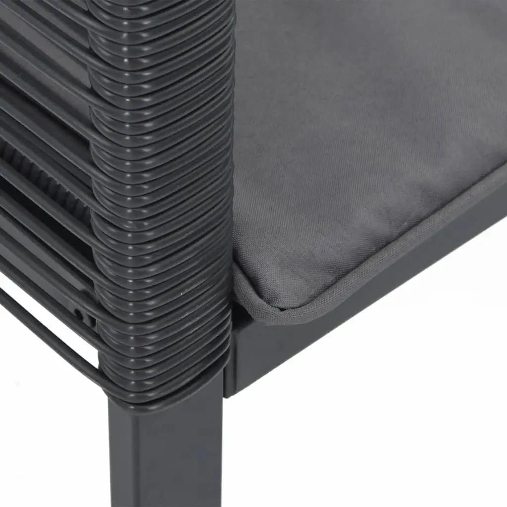Outdoor Garden Chairs Set 4 Pcs Black Cushioned Poly Rattan Seating Furniture