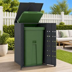 Stylish Anthracite Steel Shed for Garden Waste Bins