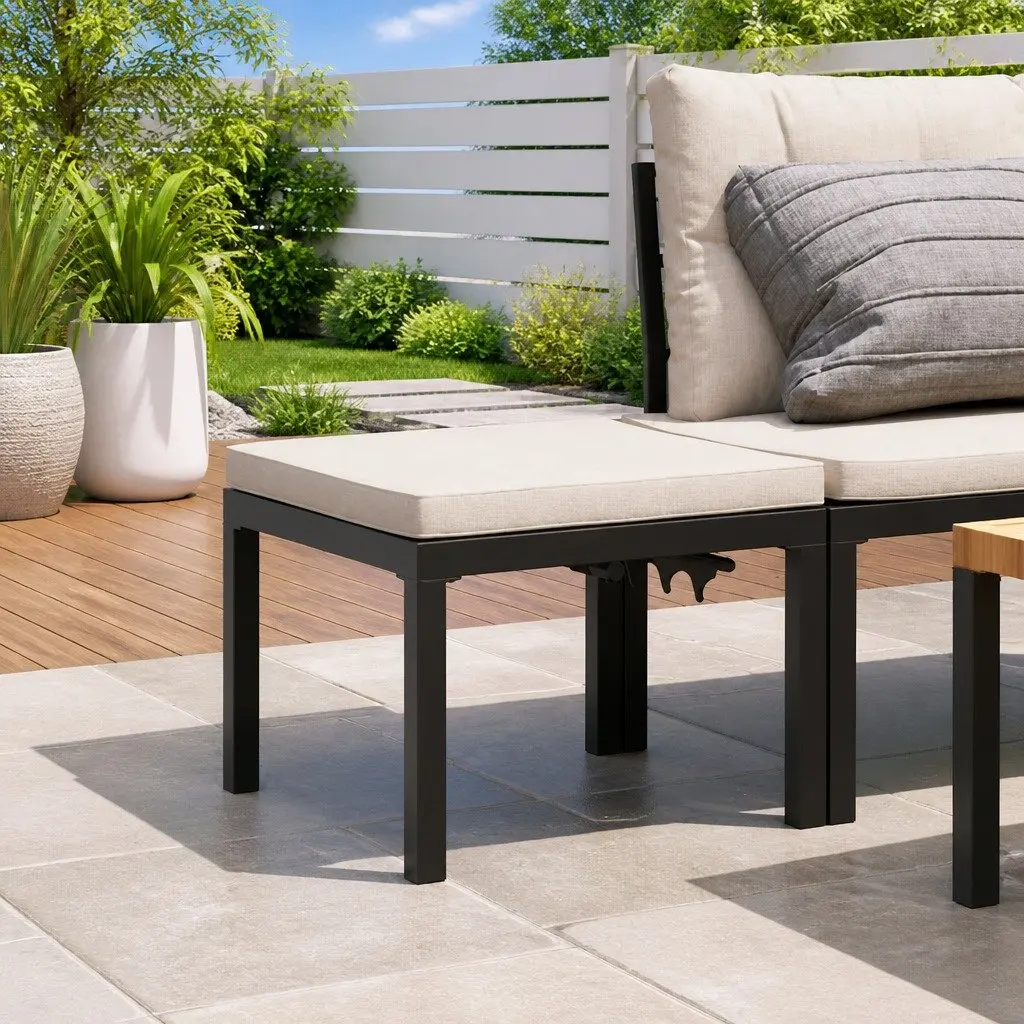 Garden Stool Adjustable Black Powder-coated Steel Frame Thickly Padded Cushion
