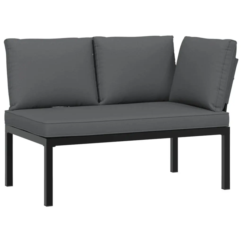 Garden Bench Aluminium Frame with Padded Cushions Black