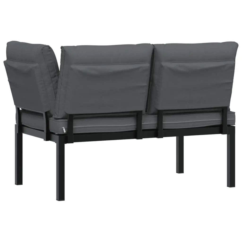 Garden Bench Aluminium Frame with Padded Cushions Black