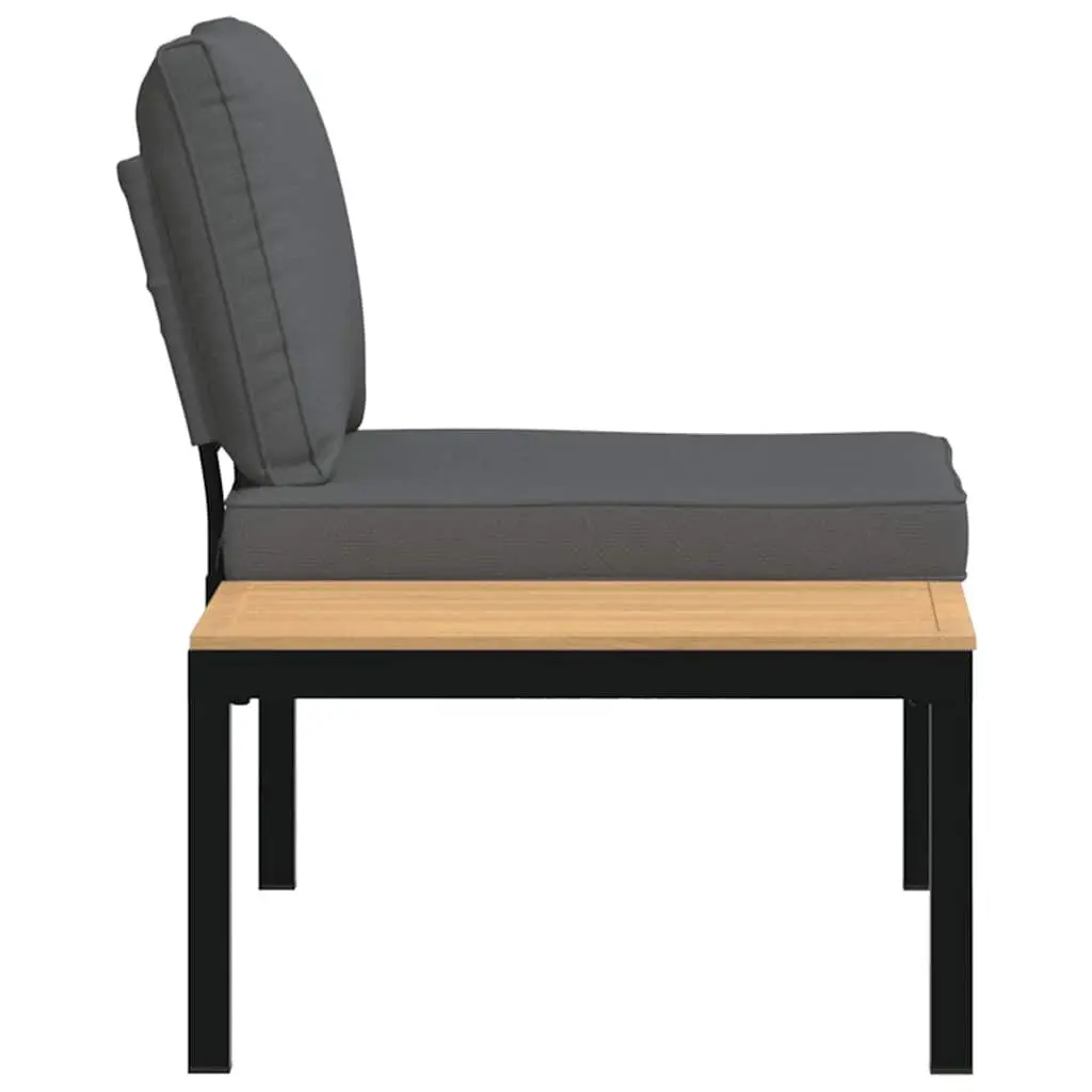 Garden Bench Black Aluminium Frame with Cushions Integrated Side Table