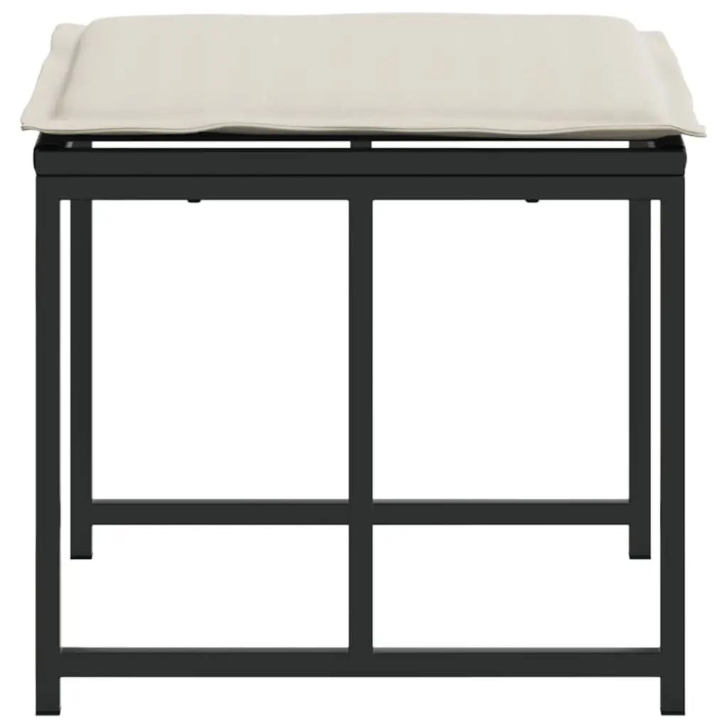 Garden Stools 4 Pieces Black Outdoor Foot Rests with Removable Cushions