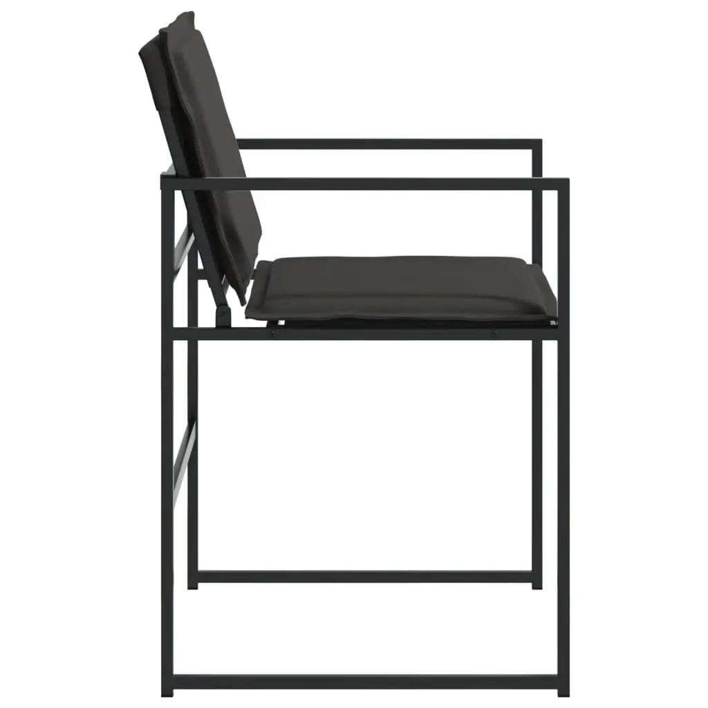 4 Piece Outdoor Chairs Set Textilene Seat Cushions Black Steel Frame Durable Construction