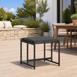 4-Piece Garden Stool Set with Cushions in Black Steel