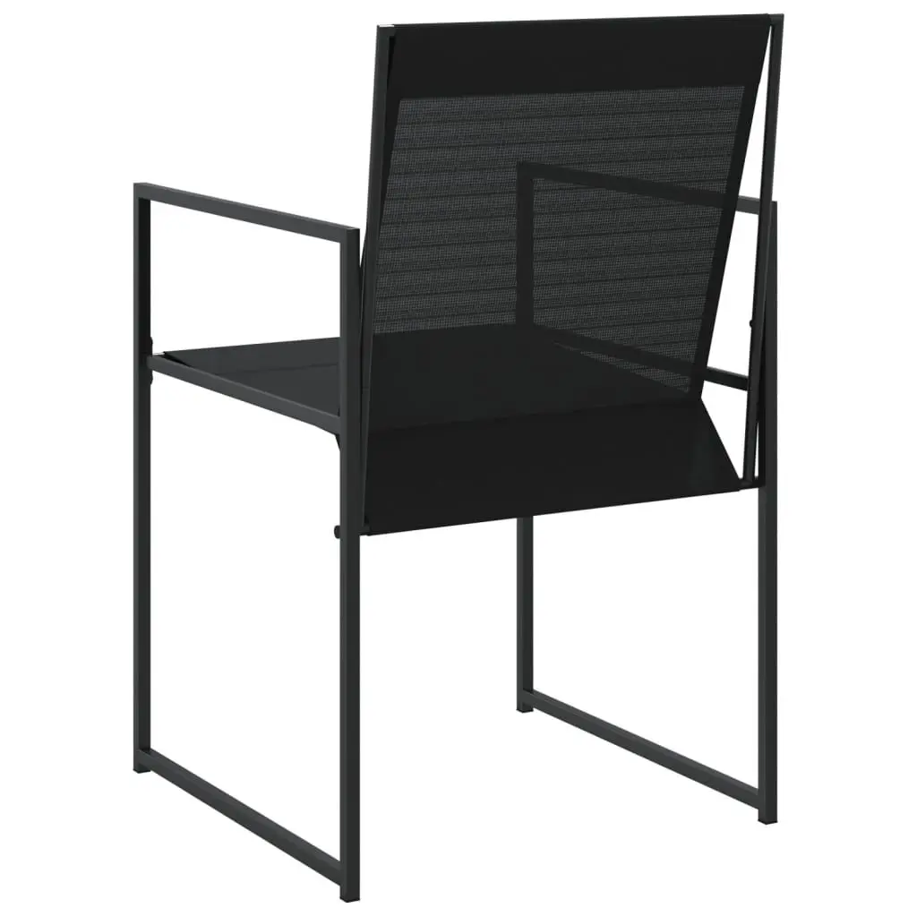 Outdoor Garden Chairs 4 Piece Black Steel Textilene Folding Backrest Durable